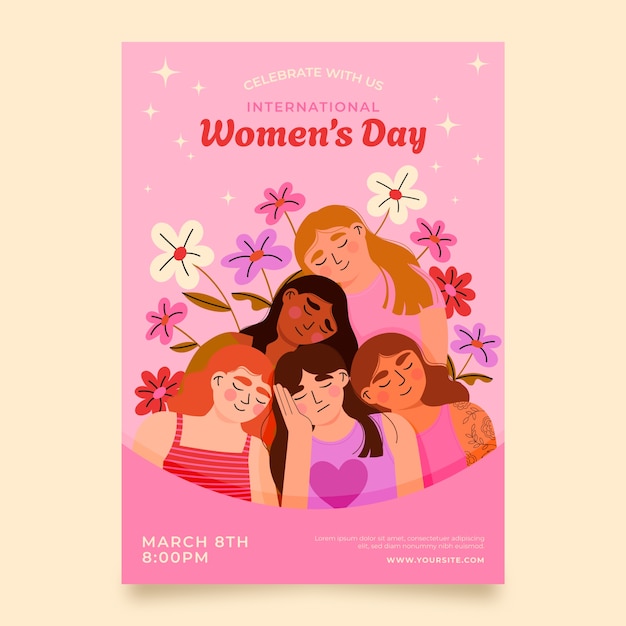 Free vector flat women's day vertical poster template