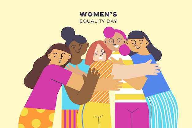 Flat women's equality day illustration