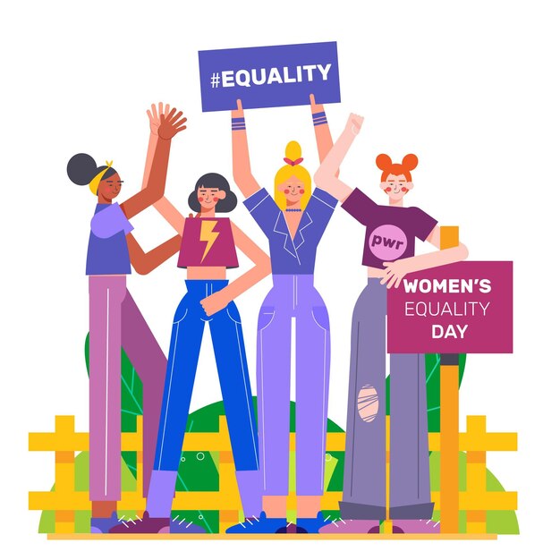 Flat women's equality day illustration