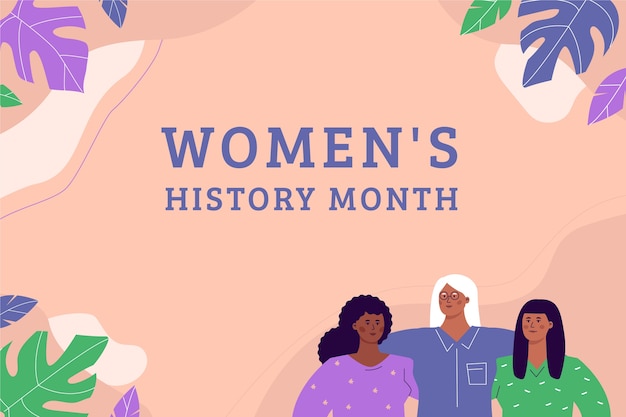 Flat women's history month background