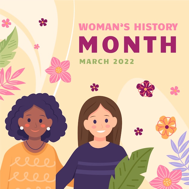 Flat women's history month background