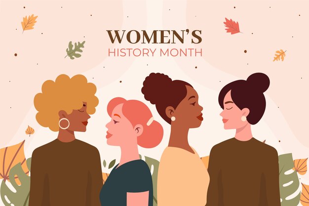 Flat women's history month background