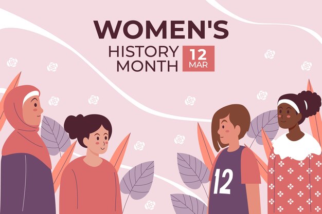 Flat women's history month background