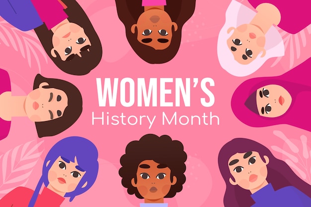 Flat women's history month background