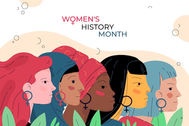 Flat women's history month background