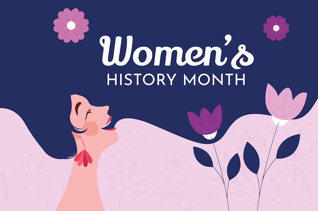 Flat women's history month background