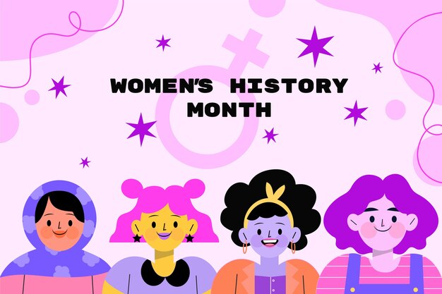 Flat women's history month background