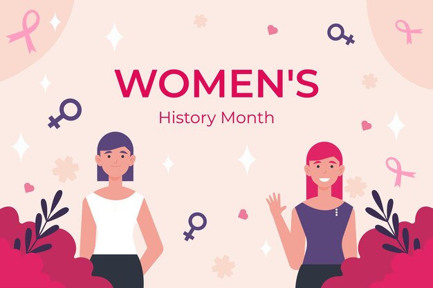 Flat women's history month background