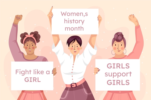 Flat women's history month background