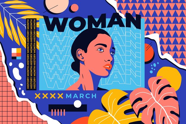 Flat women's history month background