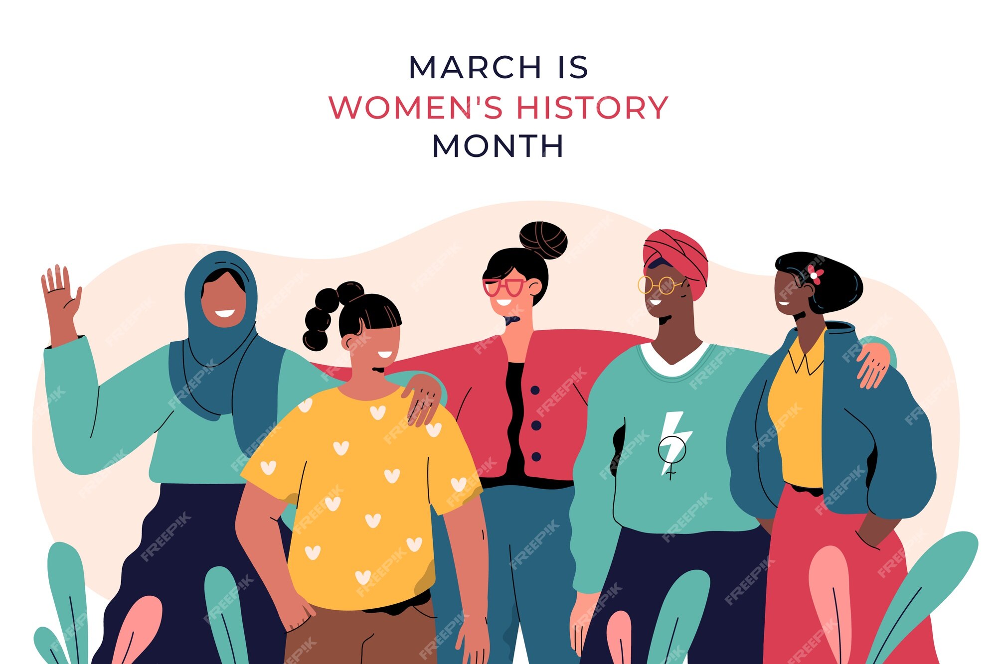 Free Vector | Flat women's history month background