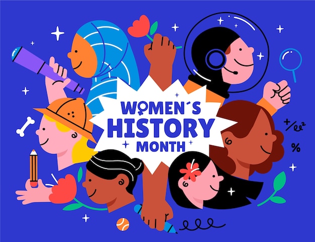 Плоская иллюстрация месяца женской истории