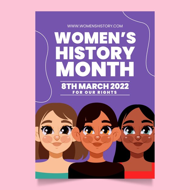 Flat women's history month vertical poster template