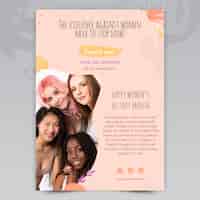 Vettore gratuito modello di poster verticale del mese della storia delle donne piatte