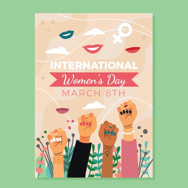 Flat women's history month vertical poster template