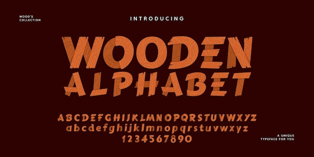 Flat wood font/alphabet