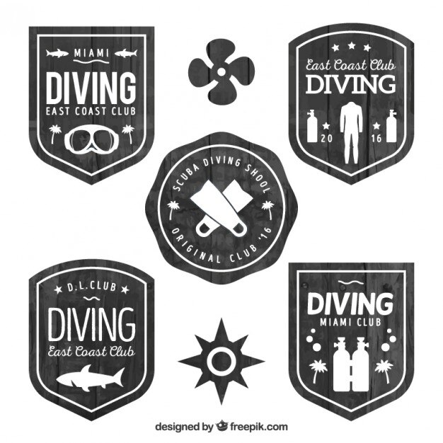 Free Vector flat wooden diving badges
