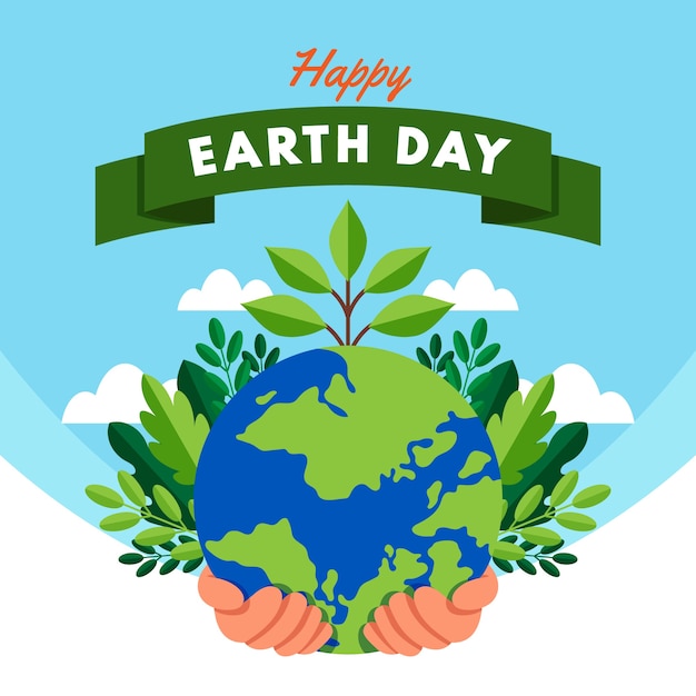 Free vector flat word earth day illustration