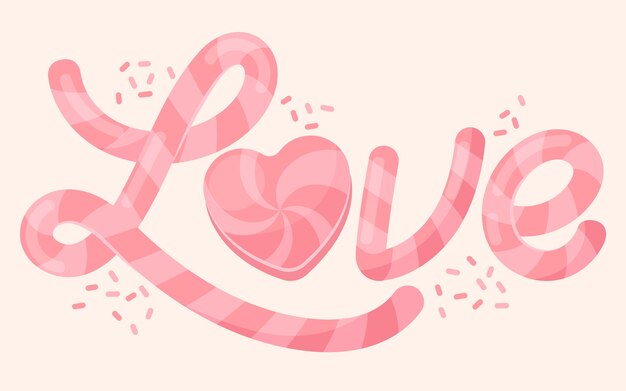 Flat word love for valentine's day illustration