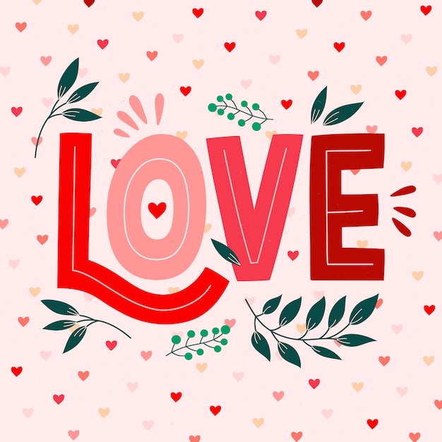 Free vector flat word love for valentine's day