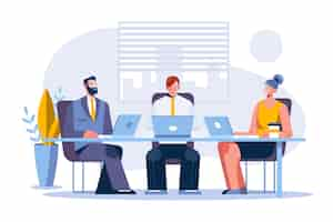 Free vector flat working day scene with different business people