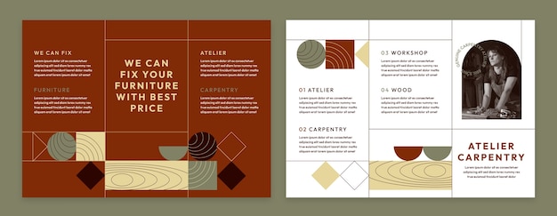 Free vector flat workspace atelier brochure template