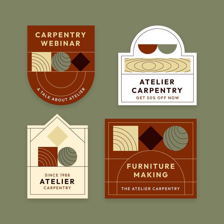 Free Vector flat workspace atelier labels collection