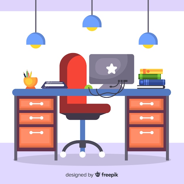 Free vector flat workspace or office concept