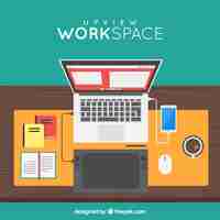 Free vector flat workspace with devices