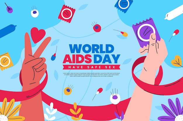 Flat world aids day background