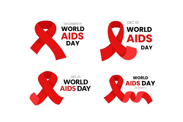 Плоская коллекция значков всемирного дня борьбы со СПИДом