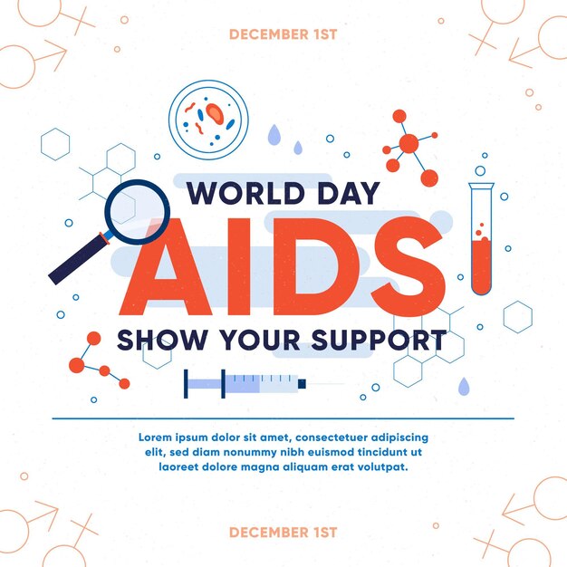 Flat world aids day - concept