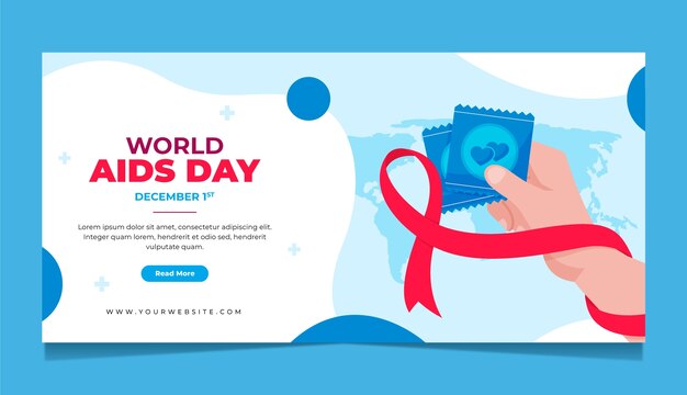 Flat world aids day horizontal banner template