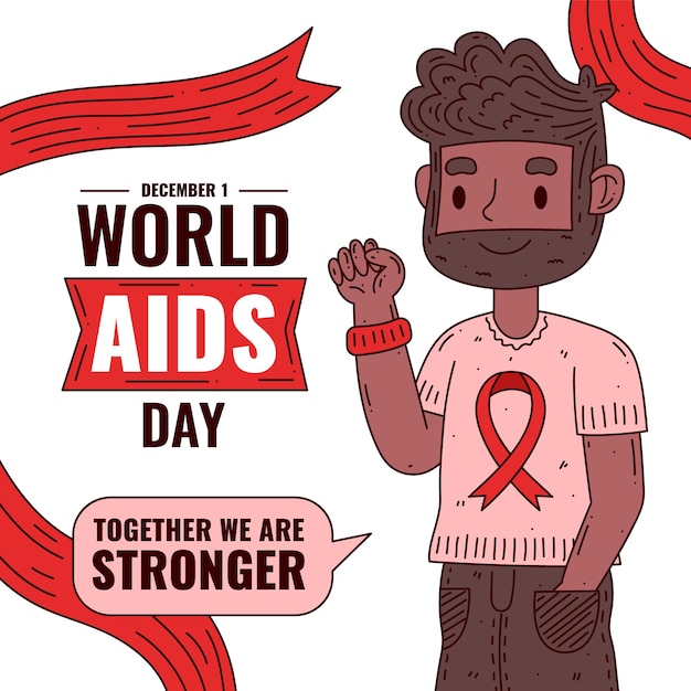 Vettore gratuito illustrazione piana di giornata mondiale contro l'aids