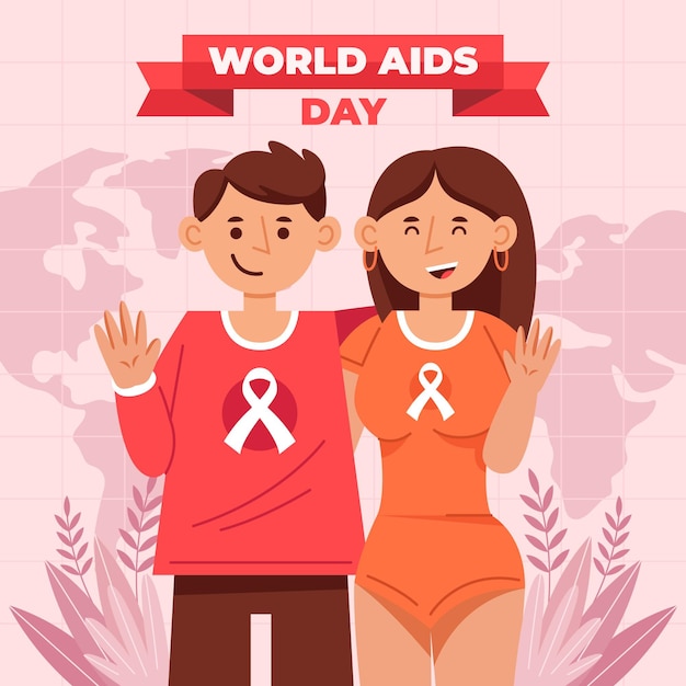 Flat world aids day illustration