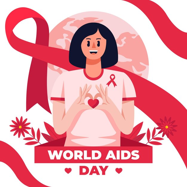 flat world aids day illustration