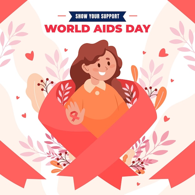 Vettore gratuito illustrazione piatta della giornata mondiale dell'aids