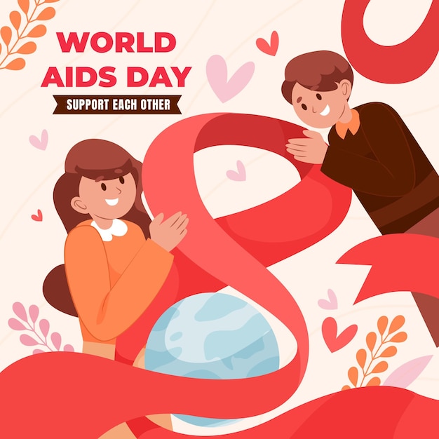 Vettore gratuito illustrazione piatta della giornata mondiale dell'aids