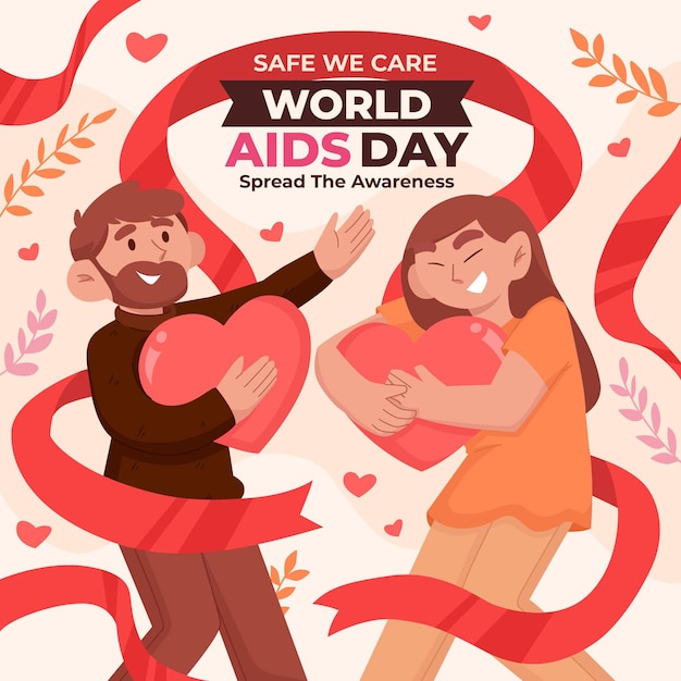 Flat world aids day illustration