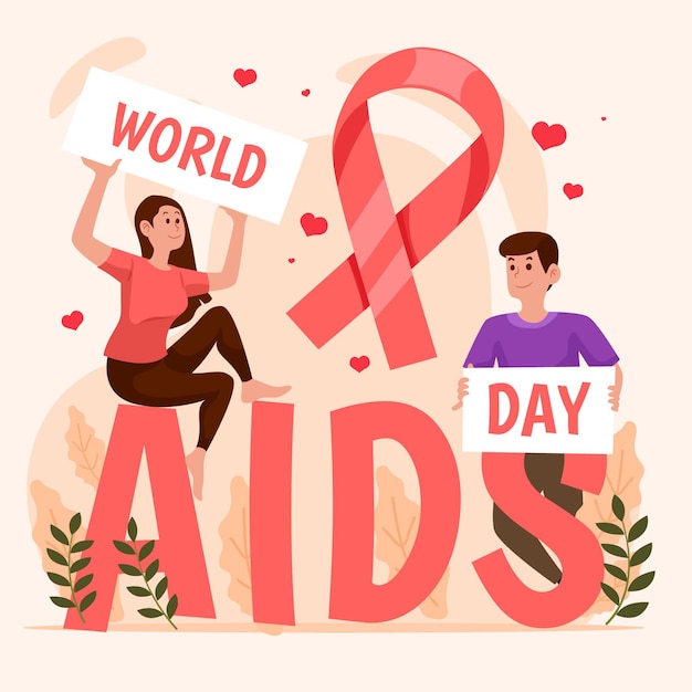 Flat world aids day illustration