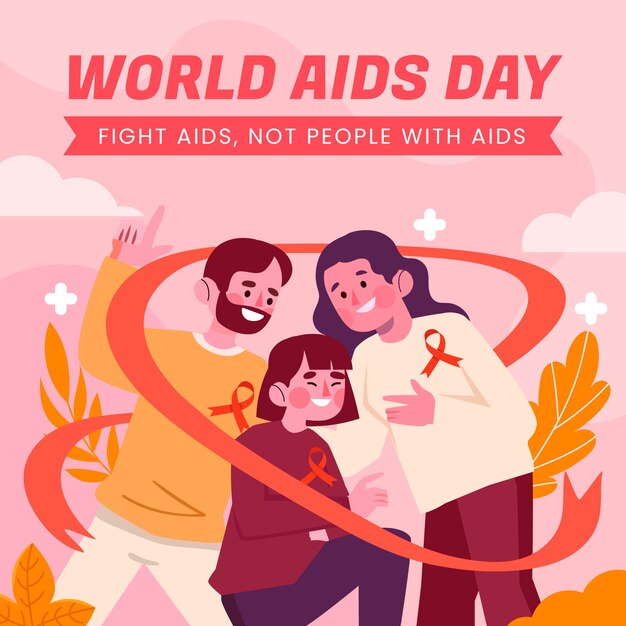 Illustrazione piana di giornata mondiale contro l'AIDS