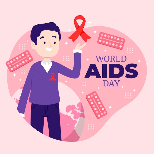 Flat world aids day illustration