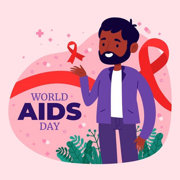 Flat world aids day illustration
