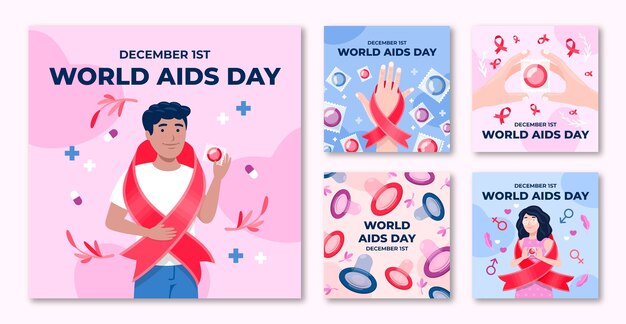 Flat world aids day instagram posts collection