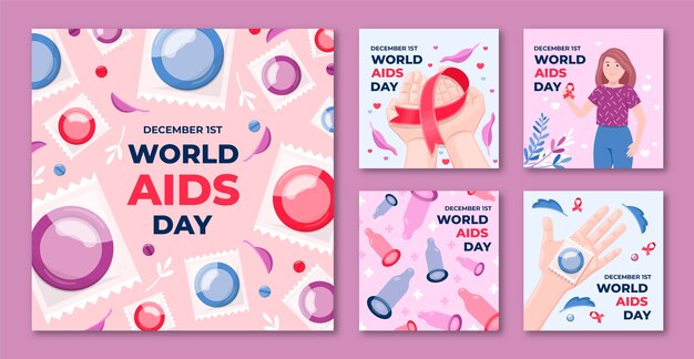 Flat world aids day instagram posts collection