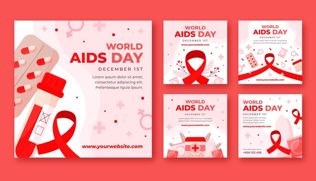 평평한 세계 에이즈의 날 인스타그램 게시물 모음