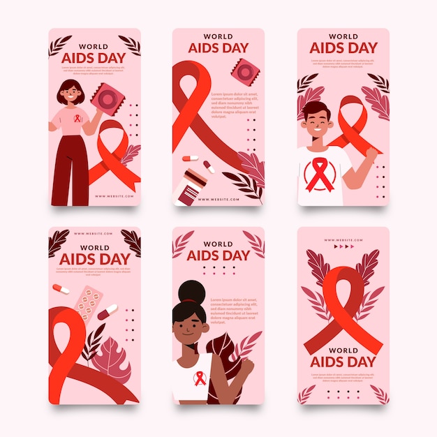 Flat world aids day instagram stories collection