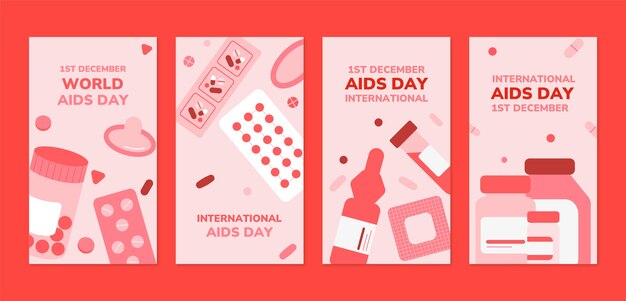 Flat world aids day instagram stories collection