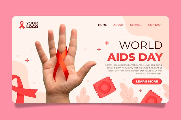 Плоский шаблон целевой страницы всемирного дня борьбы со СПИДом