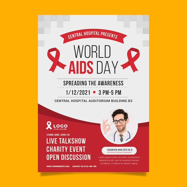 Free vector flat world aids day vertical poster template